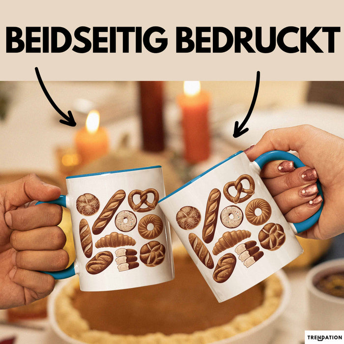 Arten Von Brot Tasse Geschenk Brotarten Baguette Croissant Bagel Kaffee-Becher Blau Trendation