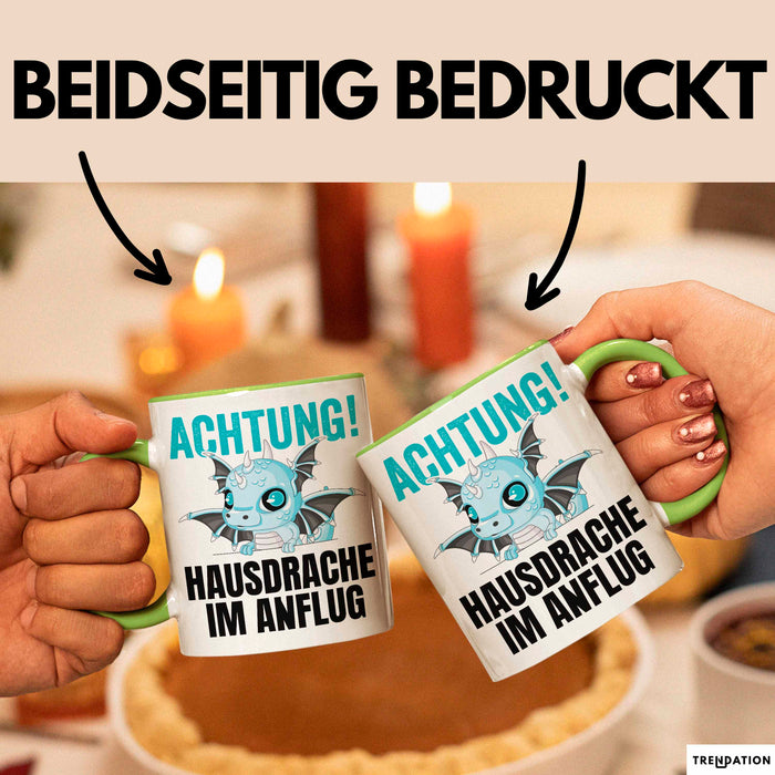 Hausdrache Im Anflug Tasse Geschenk Becher Grün Trendation