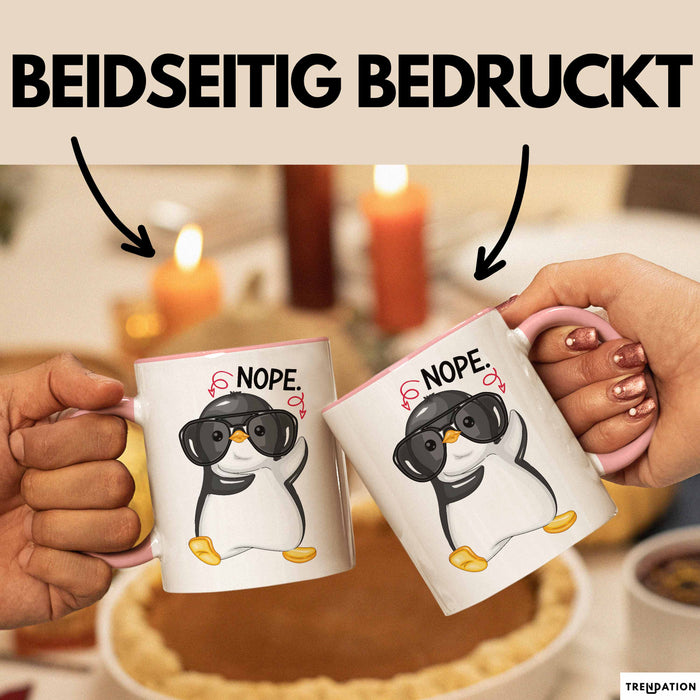 Witzige Tasse Geschenk Pinguin Mit Roter Brille Lustiger Becher Rosa Trendation