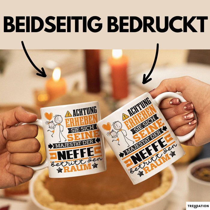 Neffe Geschenk Tasse Lustiger Spruch Erheben Sie Sich Der Neffe Betritt den Raum Weiß Trendation