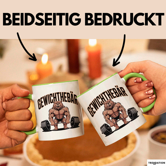 Gewichthebender Bär Tasse Geschenk Lustige Geschenkidee Spruch Gewichthebär Grün Trendation