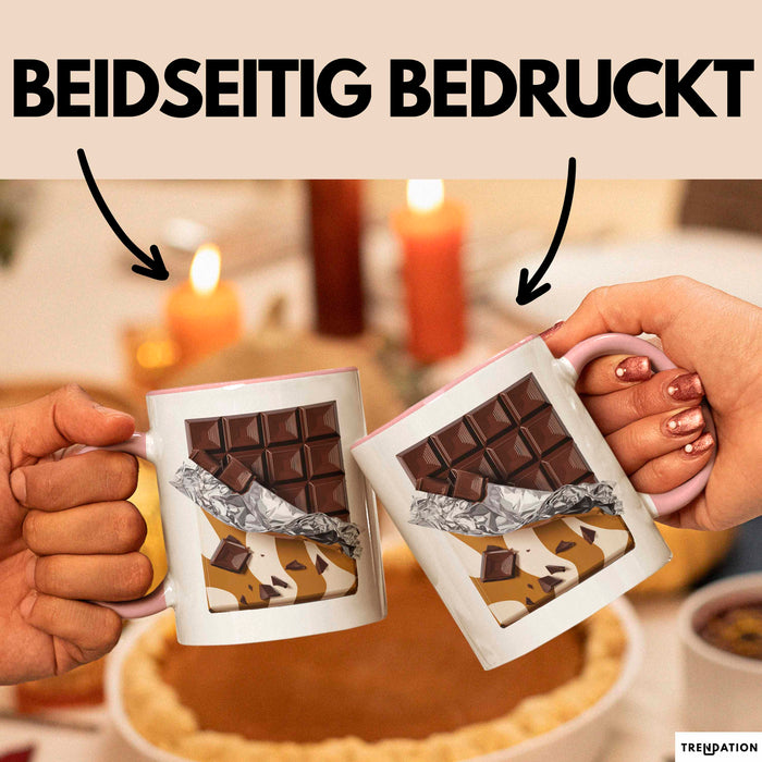 Schokoladenliebhaber Tasse Geschenkidee für Naschkatzen Rosa Trendation