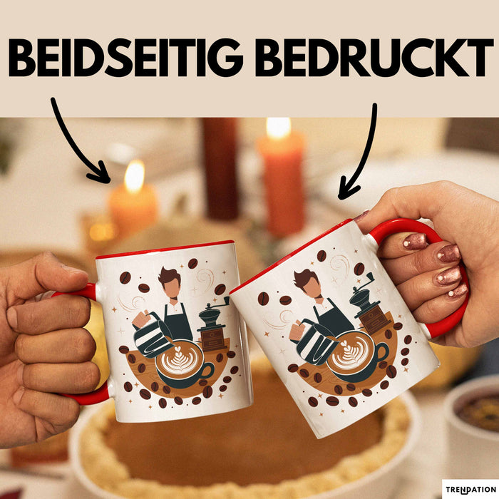 Barista Tasse Geschenk Lustige Geschenkidee Spruch Für Kaffee Liebhaber Rot Trendation