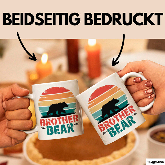 Retro Bruder Bär Tasse Geschenk Lustige Geschenkidee Spruch Weiß Trendation