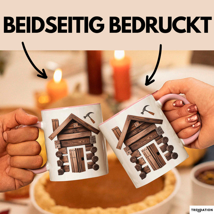 Zimmermann Tasse Geschenkidee für Holzhandwerker Rosa Trendation