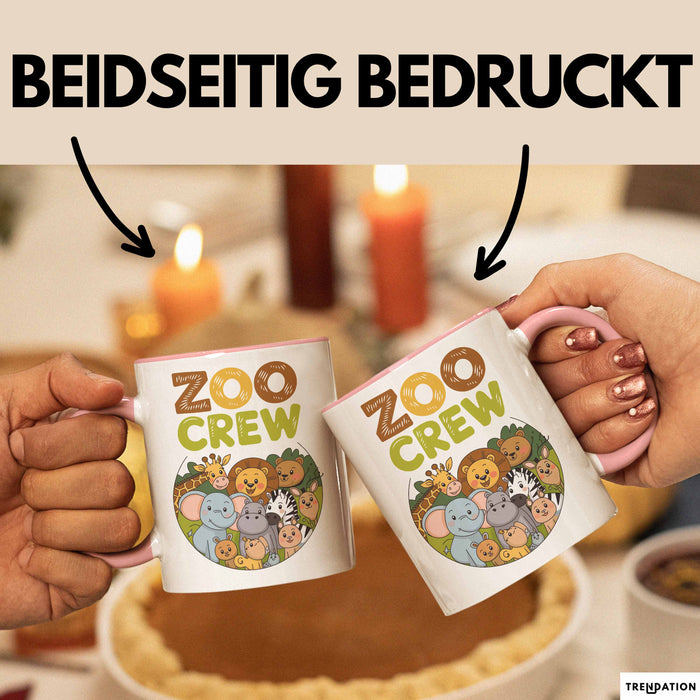 Zoo Tiere Liebhaber Tasse Geschenk Lustige Geschenkidee Spruch Zoo Crew Rosa Trendation