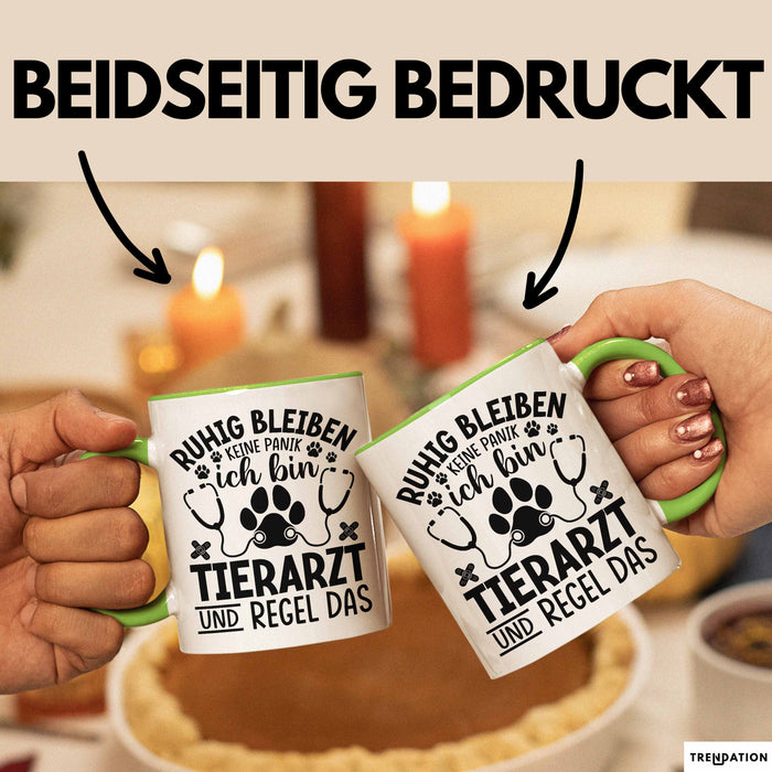 Tierarzt Tasse Geschenk Ruhig Bleiben Ich Bin Tierarzt Und Regel Das Geschenkidee Grün Trendation