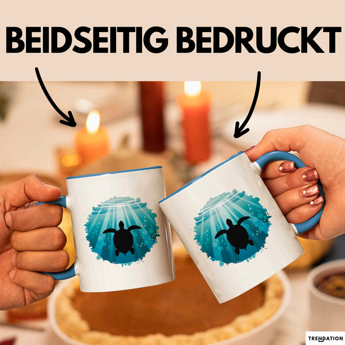 Schildkröte Tierliebhaber Tasse Geschenk Lustige Geschenkidee Spruch Blau Trendation