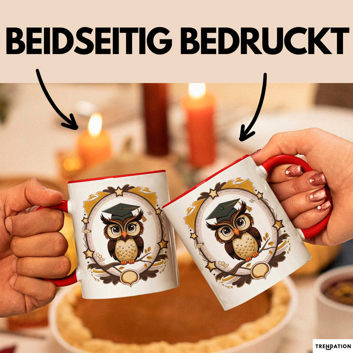 Eulenliebhaber Tasse Geschenkidee für Nachtwesen Fans Rot Trendation