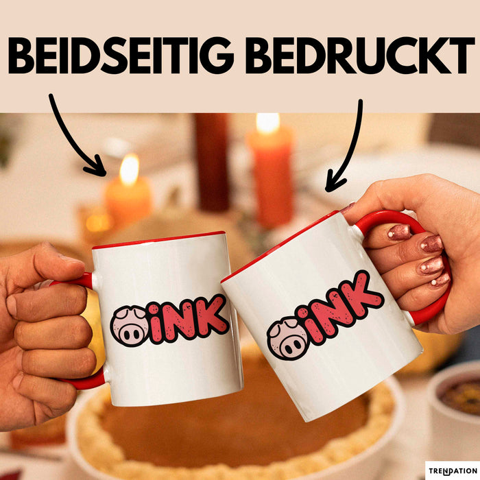 Schweinezüchter Schweine Tier Tasse Becher Geschenk Lustige Geschenkidee Spruch Grunz Rot Trendation