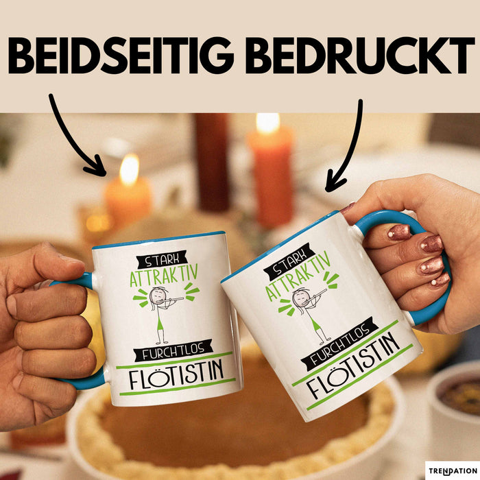 Flötistin Tasse Geschenk Becher Stark Attraktiv Furchtlos Flötistin Lustige Geschenkidee Blau Trendation