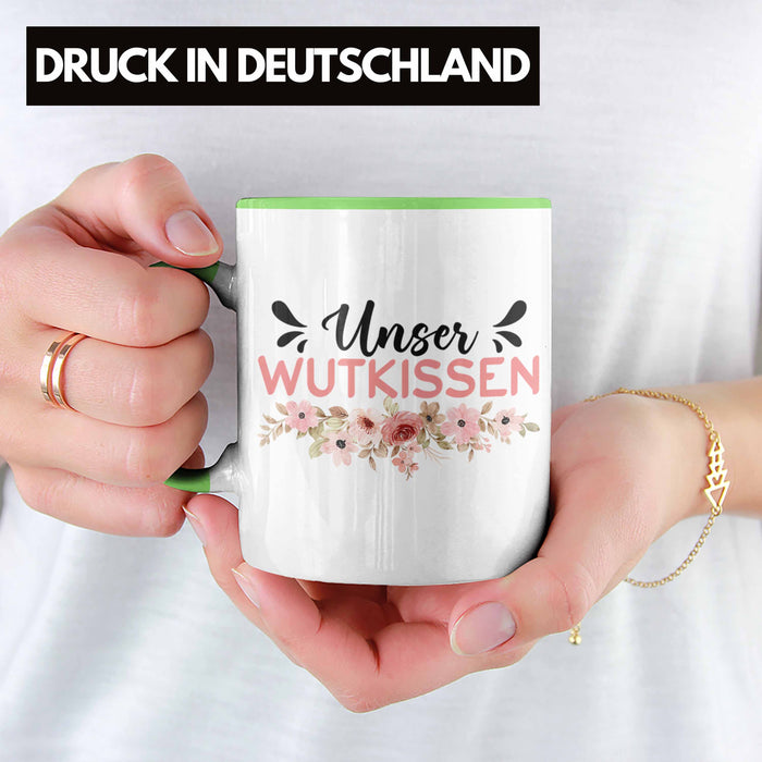 Wutkissen Tasse Geschenk Lustiger Spruch Wut-Kissen Grün Trendation