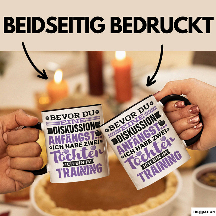 Mama Papa Tasse Geschenk 2 Töchter Geschenkidee Muttertag Vatertag Geschenke Schwarz Trendation