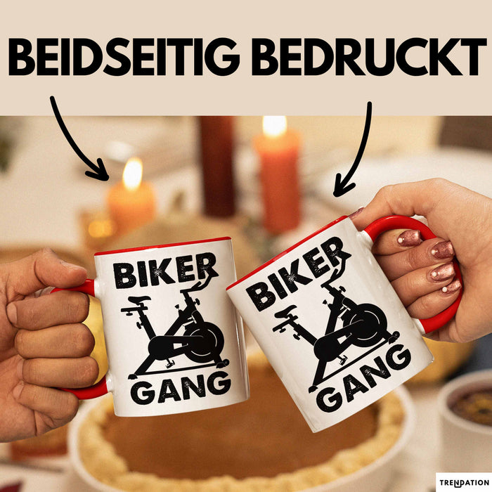 Biker Gang Tasse Geschenk Cardio Zuhause Fitness-Bike Geschenkidee Becher Rot Trendation