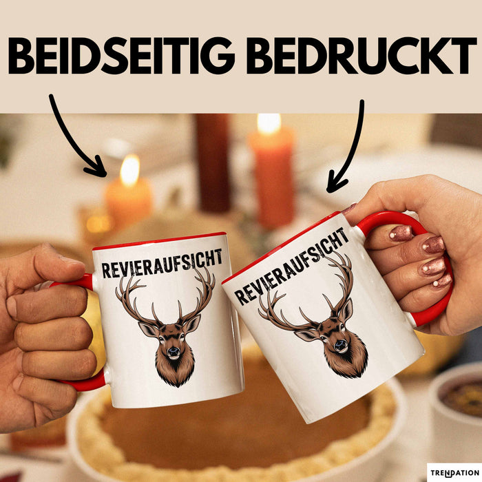 Hirschjäger Jagd Tasse Geschenk Bezirksaufsicht Spruch Rot Trendation