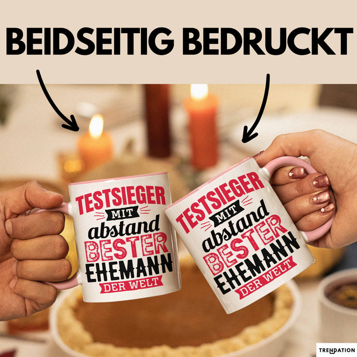 Lustige Tasse Geschenk Testsieger Mit Bester Ehemann Der Welt Spruch Rosa Trendation