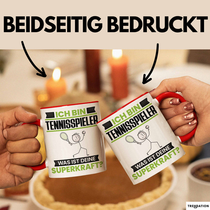 Tennisspieler Tasse Geschenk für Tennisspieler Geburtstag Lustiger Spruch Kaffee-Becher Was Ist Deine Superkraft Rot Trendation
