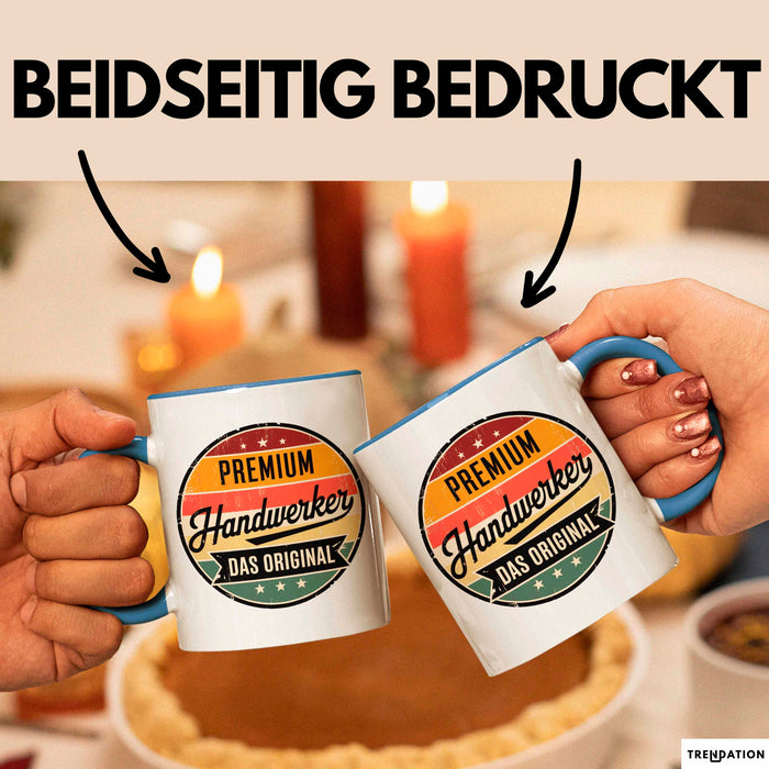 Zimmermann Holz Tischlerei Tasse Geschenk Lustige Geschenkidee Spruch Premium Handwerker Das Original Blau Trendation