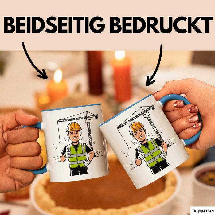Bauarbeiter Tasse Geschenk Lustige Geschenkidee Spruch Für Bau Profis Blau Trendation