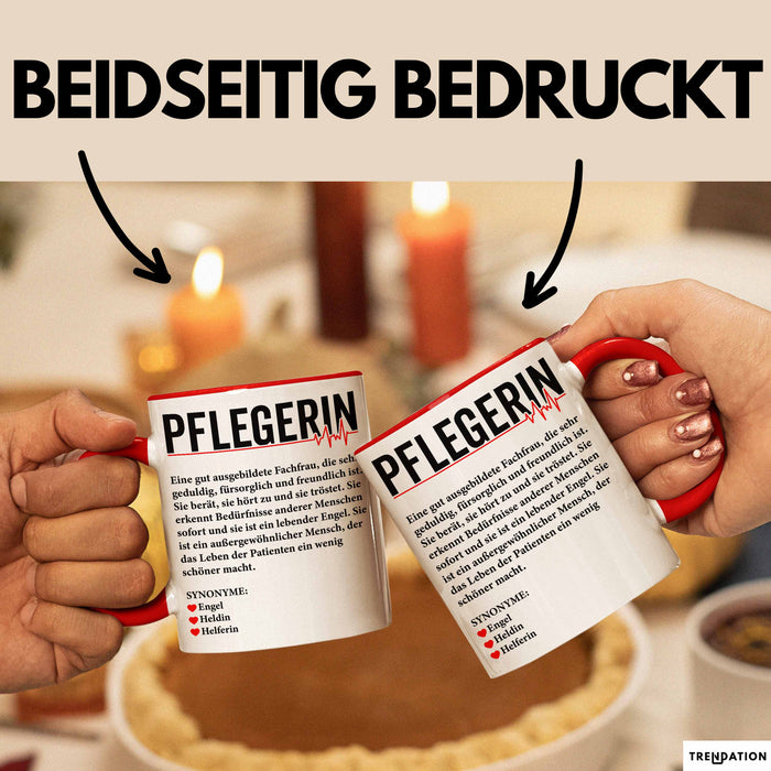 Pflege Krankenschwester Wertschätzung Tasse Geschenk Lustige Geschenkidee Spruch Pflegerin Rot Trendation
