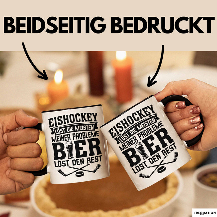 Eishockey Tasse Löst Die Meisten Meiner Probleme Bier Löst Den Rest Becher Geschenkidee Trendation
