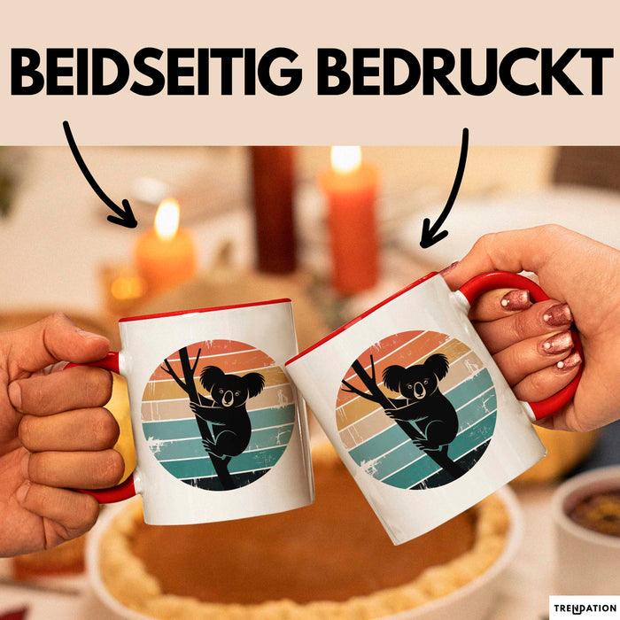 Retro Koala Tierliebhaber Tasse Geschenk Lustige Geschenkidee Spruch Rot Trendation