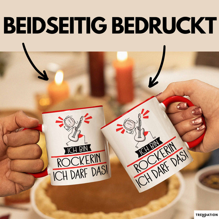 Geschenk für Rockerin Tasse Lustige Geschenkidee Geburtstag Ich Bin Rockerin Ich Darf Das Rot Trendation