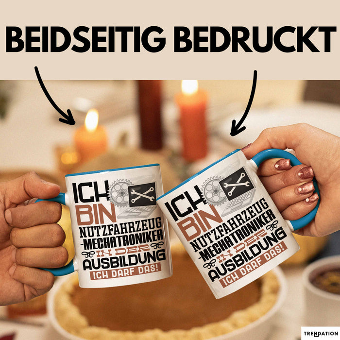 Nutzfahrzeugmechatroniker Ausbildung Tasse Geschenk Ich Bin Nutzfahrzeugmechatroniker In Der Ausbildung Ich Darf Das Geschenkidee Spruch Blau Trendation
