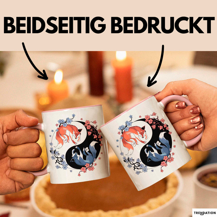 Fuchs Tierliebhaber Tasse Geschenk Lustige Geschenkidee Spruch Japanischer Kitsune Fuchs Rosa Trendation