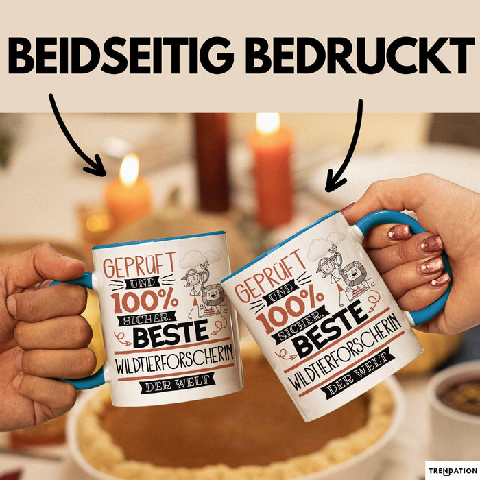 Beste Wildtierforscherin Der Welt Tasse Geschenk für Eine Wildtierforscherin Geprüft Und Sicher Geschenkidee Geburtstag Weihnachten Blau Trendation