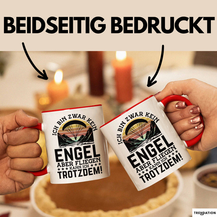 Fallschirmspringer Tasse Geschenk Ich Bin Zwar Kein Engel Aber Fliegen Kann Ich Trotzdem Geschenkidee Becher Rot Trendation