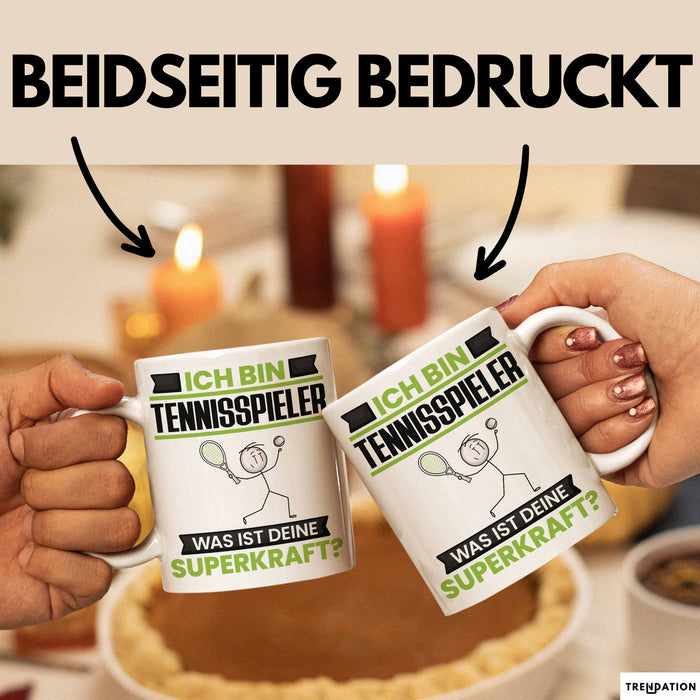 Tennisspieler Tasse Geschenk für Tennisspieler Geburtstag Lustiger Spruch Kaffee-Becher Was Ist Deine Superkraft Weiß Trendation