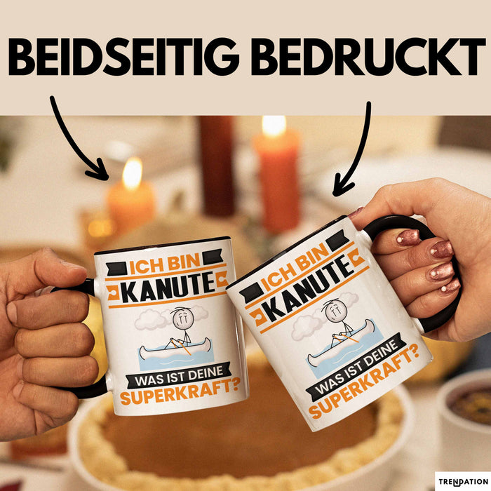Kanute Tasse Geschenk für Kanute Geburtstag Lustiger Spruch Kaffee-Becher Was Ist Deine Superkraft Schwarz Trendation