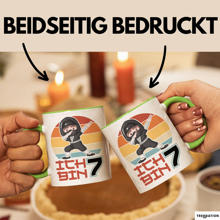 Kinder Tasse Geschenk Ich Bin 7 Ninja Junge Geburtstag Spruch Grün Trendation