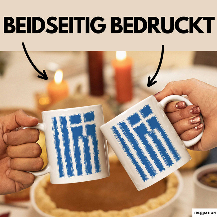 Griechenland Tasse Geschenk Grieche Flagge Hoch Kaffee-Becher Weiß Trendation