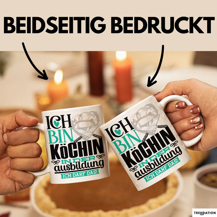 Köchin Ausbildung Start Geschenk Tasse Ich Bin Köchin In Der Ausbildung Ich Darf Das Kaffee-Becher Geschenkidee Weiß Trendation