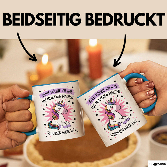 Sarkasmus Sarkastisch Tasse Geschenk Lustige Geschenkidee Spruch Heute Möchte Ich Was Mit Menschen Machen Blau Trendation