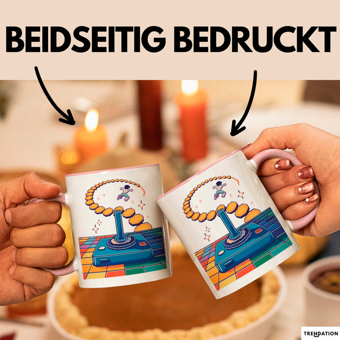 Retro Gamer Tasse Geschenk Lustige Geschenkidee Spruch Für Oldschool Spieler Rosa Trendation