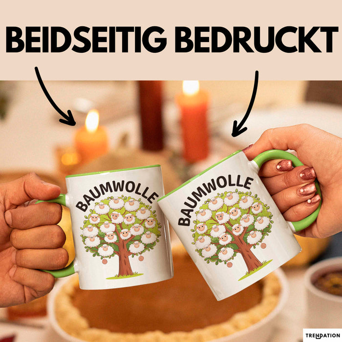 Schaf Tier Tasse Geschenk Baumwolle Geschenkidee Bauernhof Geschenkidee Lustig Grün Trendation