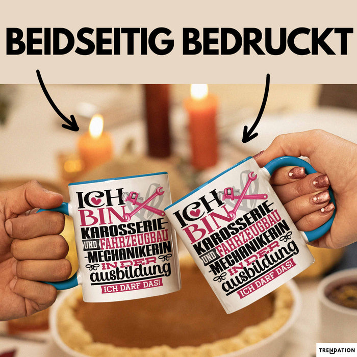 Karosserie- und Fahrzeugbaumechanikerin Ausbildung Start Geschenk Tasse Ich Bin Karosserie- und Fahrzeugbaumechanikerin In Der Ausbildung Ich Darf Das Kaffee-Becher Geschenkidee Blau Trendation