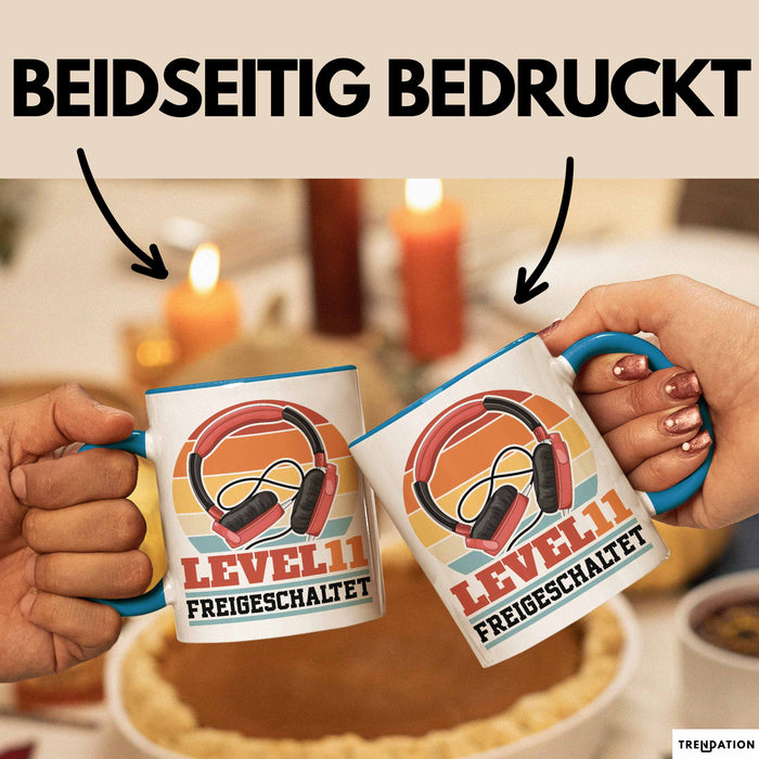 Level 11 Freigeschaltet Tasse Geschenk Gamer 11. Geburtstag Blau Trendation