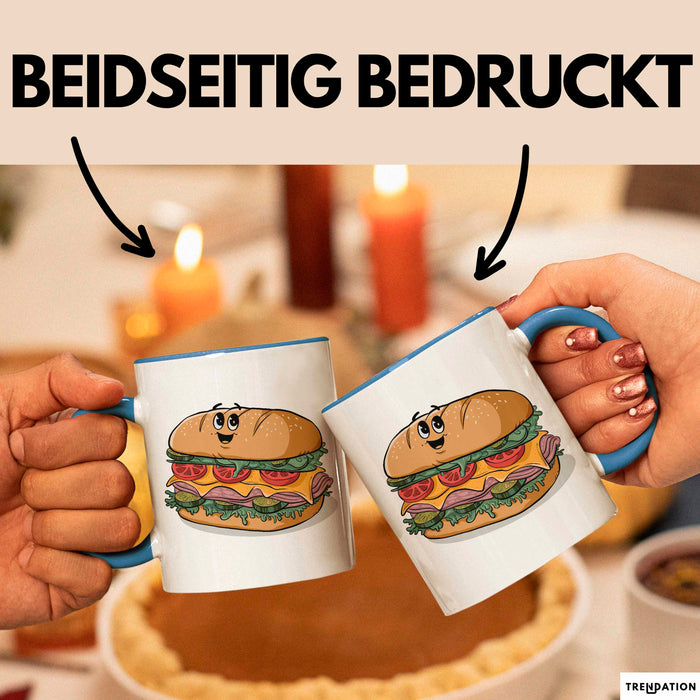 Sandwich Liebhaber Tasse Geschenkidee für Snack Stapel Fan Blau Trendation