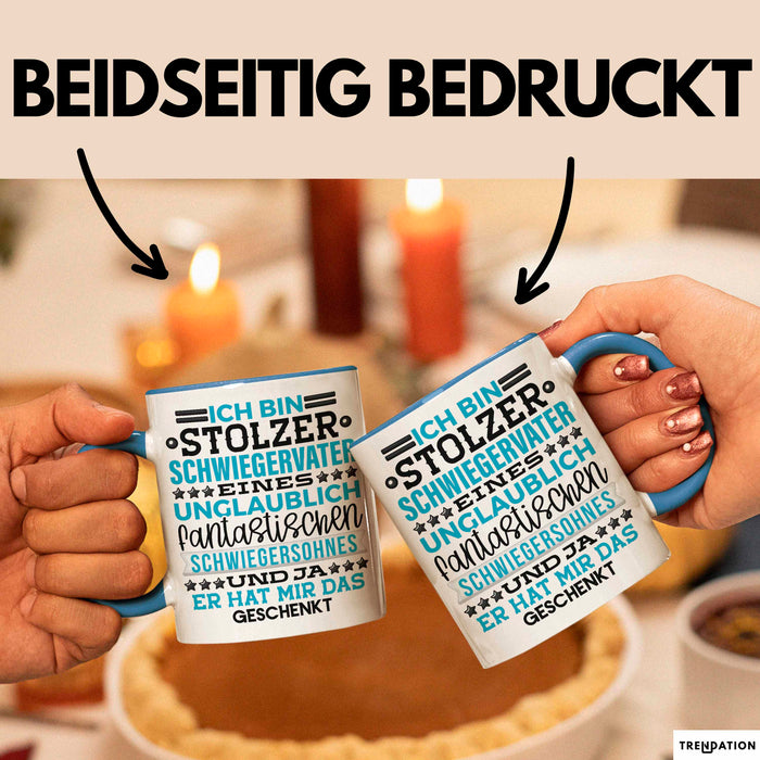 Schwiegervater Geschenk Von Schwiegersohn Geschenkidee Tasse Spruch Becher Blau Trendation