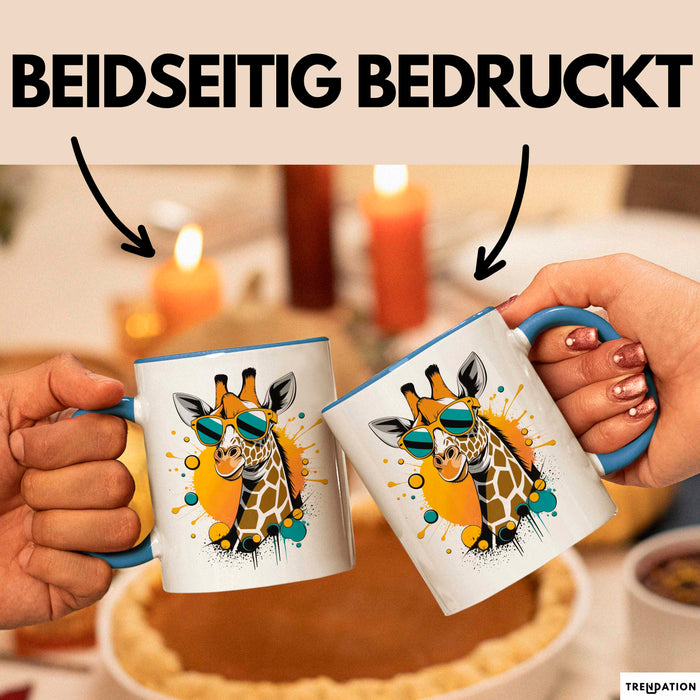 Giraffe Mit Sonnenbrille Tasse Geschenk Lustige Geschenkidee Spruch Blau Trendation