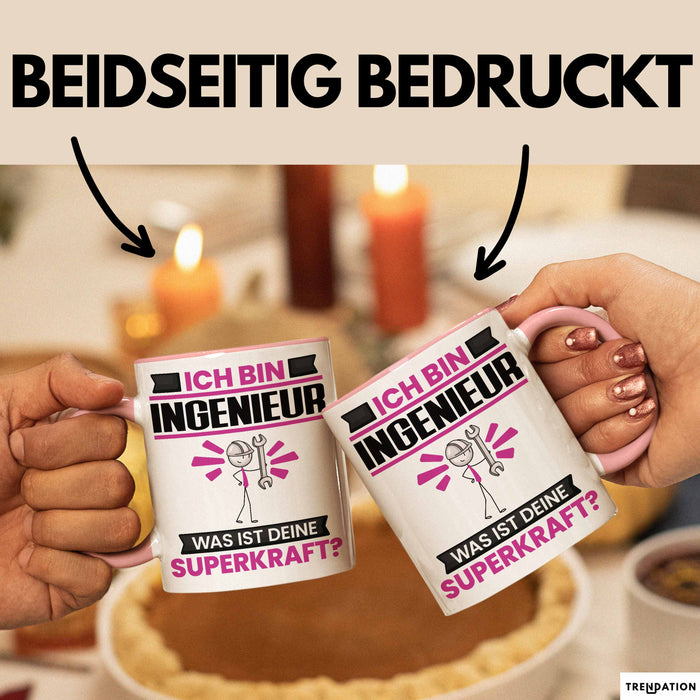 Ingenieur Tasse Geschenk für Ingenieur Geburtstag Lustiger Spruch Kaffee-Becher Was Ist Deine Superkraft Rosa Trendation