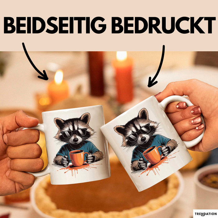 Waschbär Tierliebhaber Kaffee Tasse Geschenk Lustige Geschenkidee Spruch Weiß Trendation