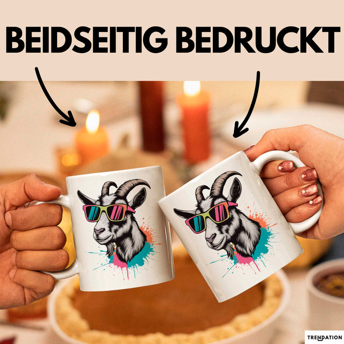 Ziegenbauer Ziegen Tier Sonnenbrille Tasse Geschenk Lustige Geschenkidee Spruch Weiß Trendation