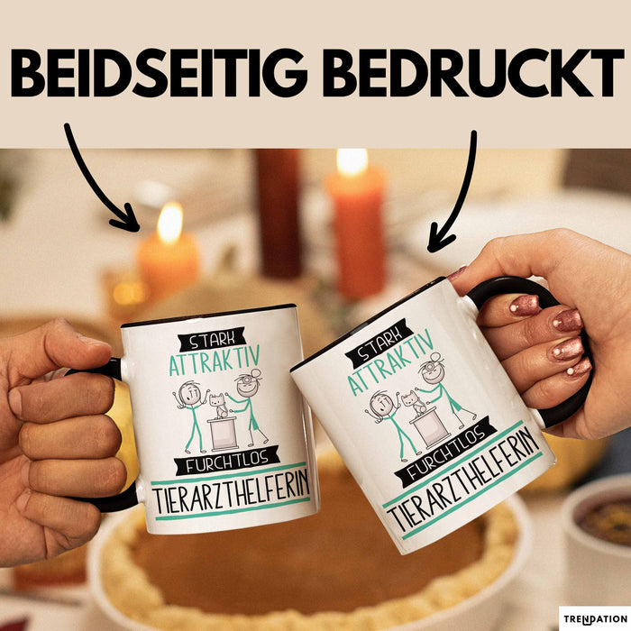 Tierarzthelferin Tasse Geschenk Becher Stark Attraktiv Furchtlos Tierarzthelferin Lustige Geschenkidee Trendation