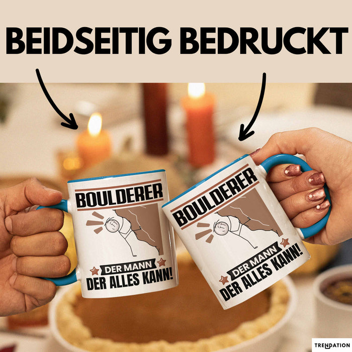 Boulderer Tasse Geschenk für Boulderer Der Mann Der Alles Kann Geschenkidee zum Geburtstag Blau Trendation
