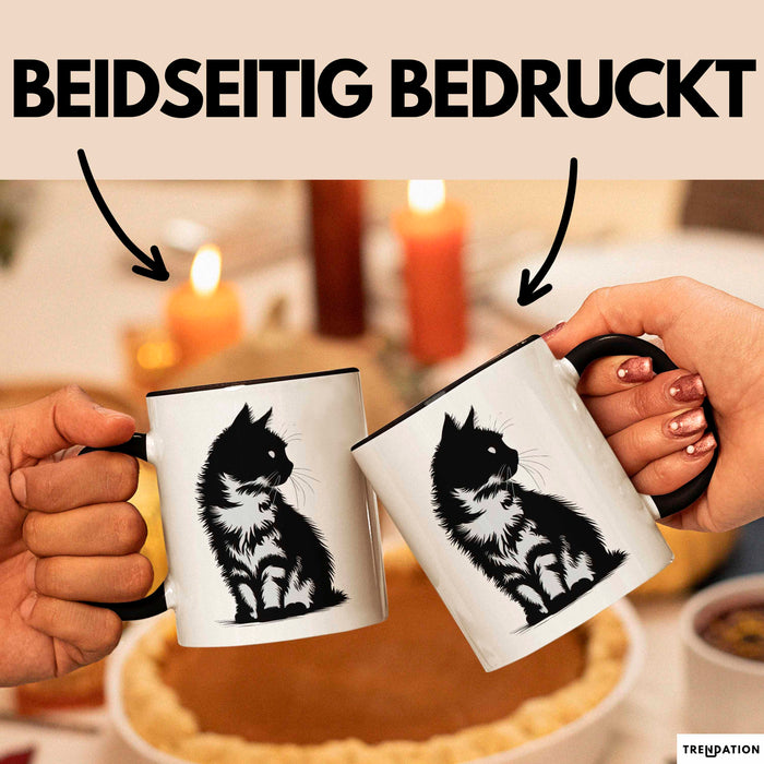 Katzen Tierliebhaber Tasse Geschenk Lustige Geschenkidee Spruch Schwarz Trendation
